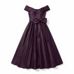 Women’s Off Shoulder Midi Dress – A Line Satin