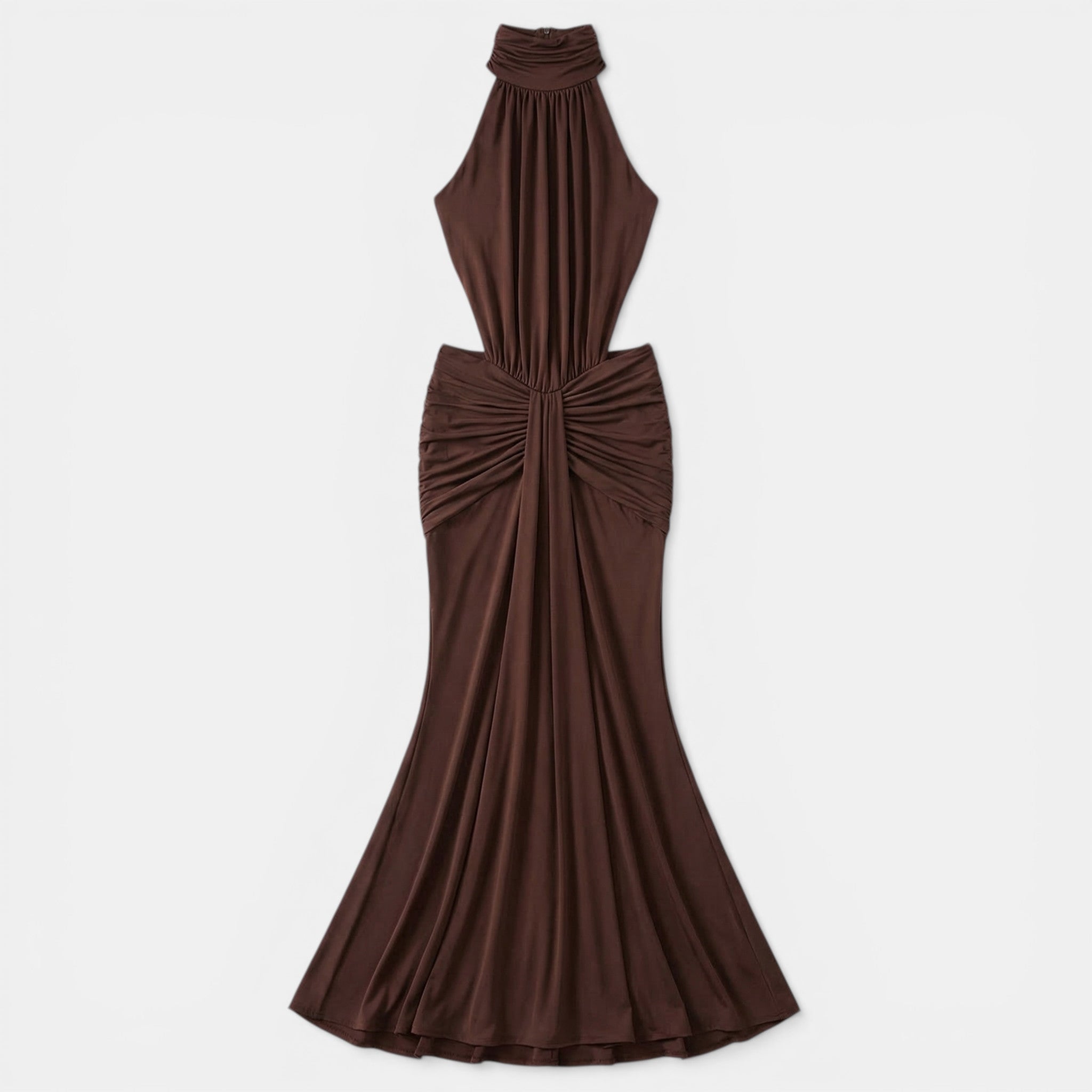 Women’s Off-Shoulder Backless Maxi Dress – Sleeveless Ruffle Design