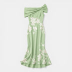 Women’s Off-Shoulder Floral Midi Dress – Ruched Ruffle Hem