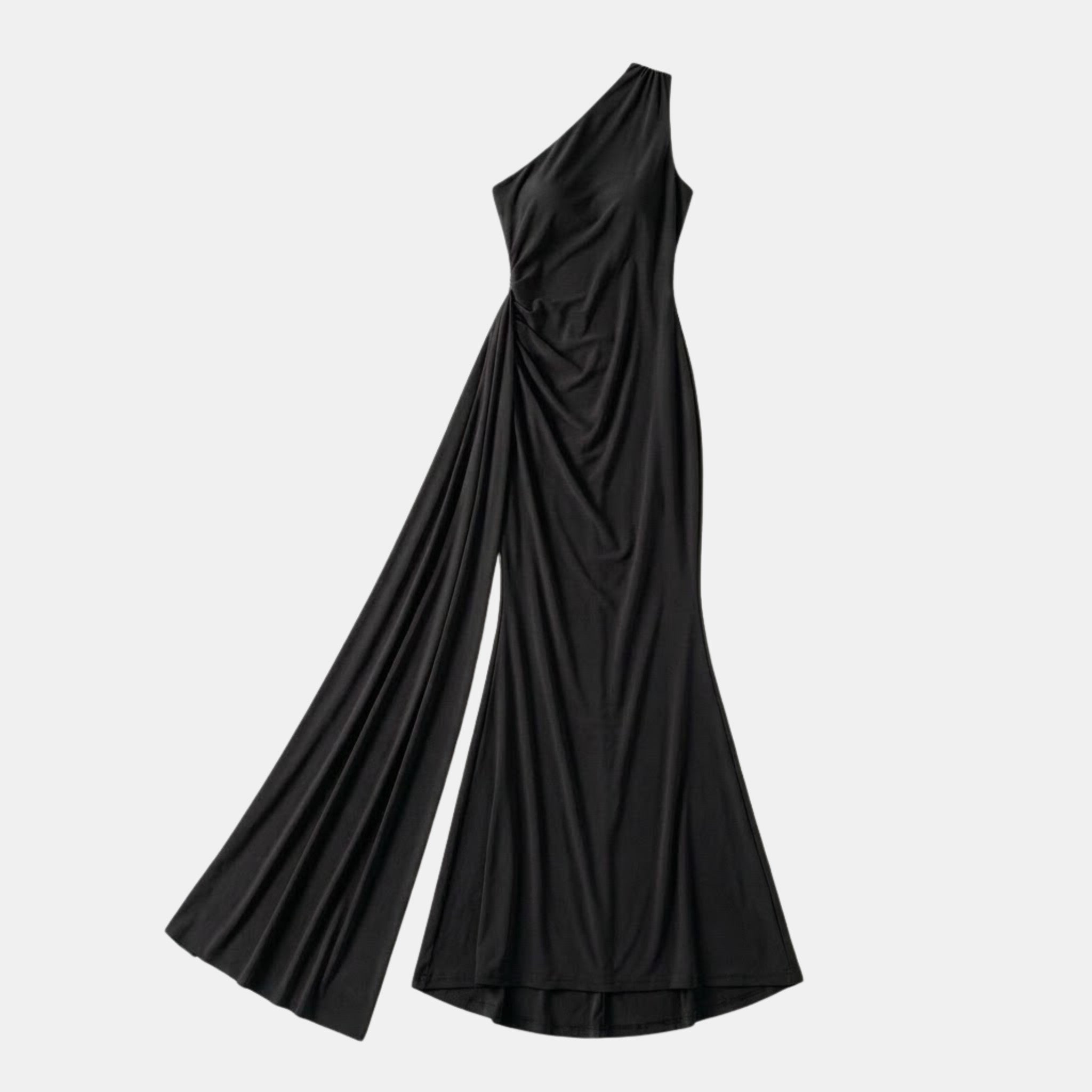 Women’s One Shoulder Backless Maxi Dress – Ruffle Detail Design