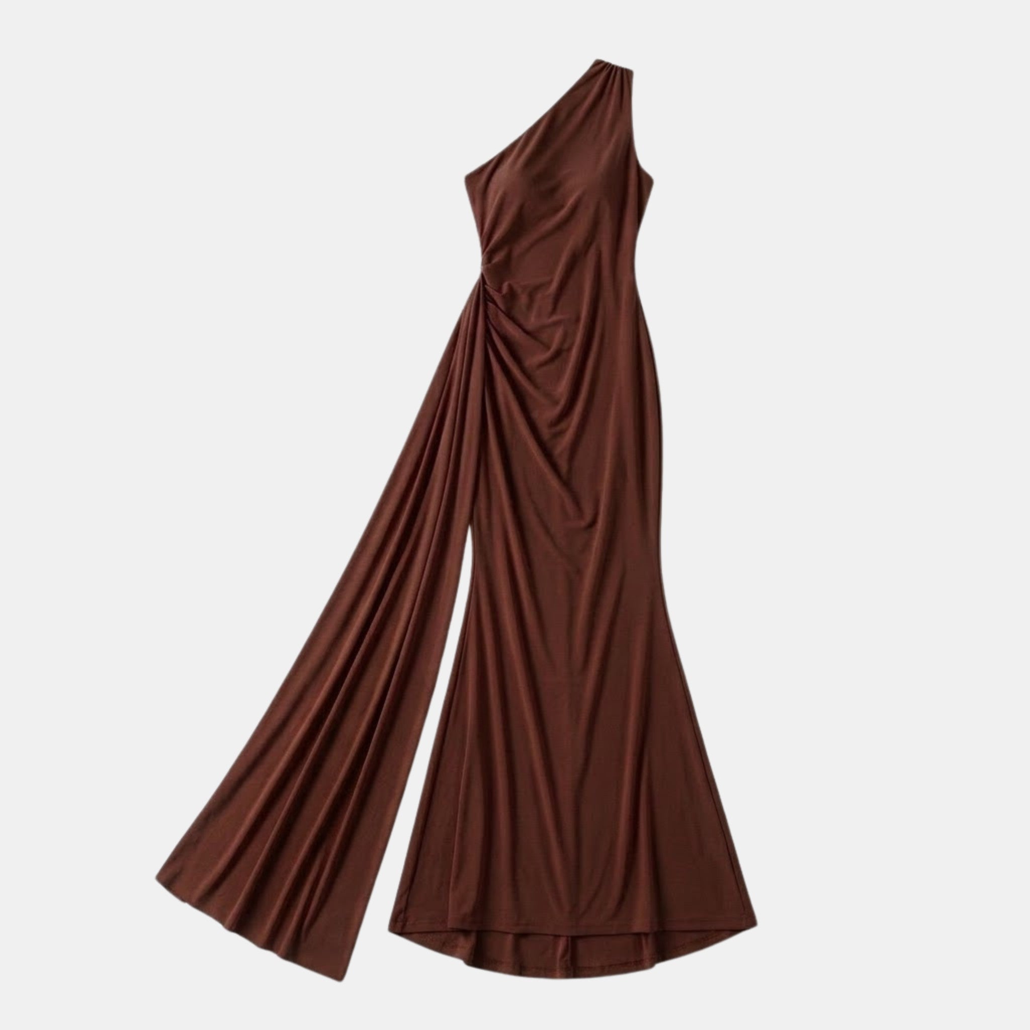 Women’s One Shoulder Backless Maxi Dress – Ruffle Detail Design