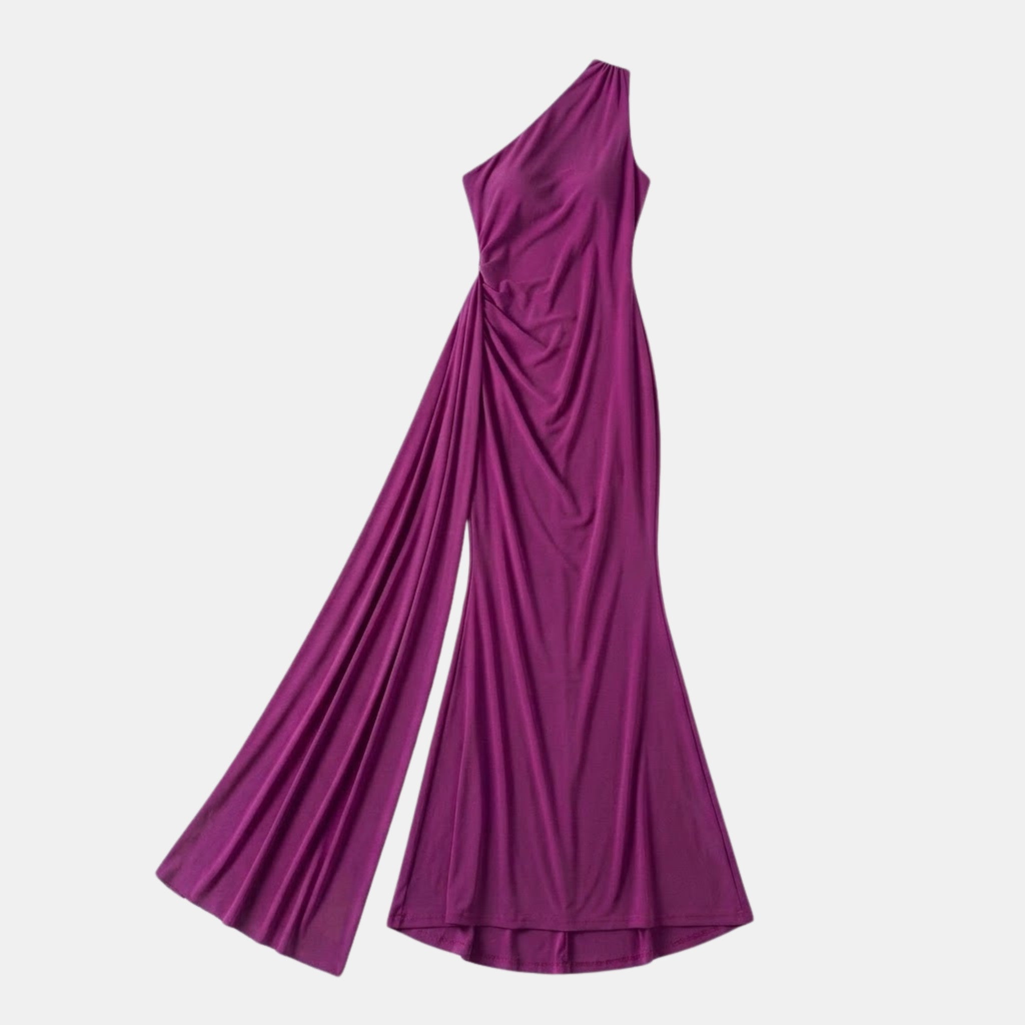 Women’s One Shoulder Backless Maxi Dress – Ruffle Detail Design
