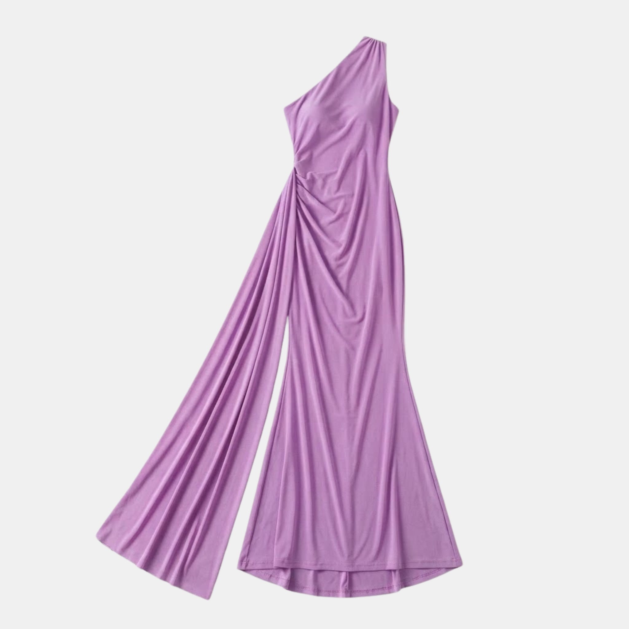 Women’s One Shoulder Backless Maxi Dress – Ruffle Detail Design