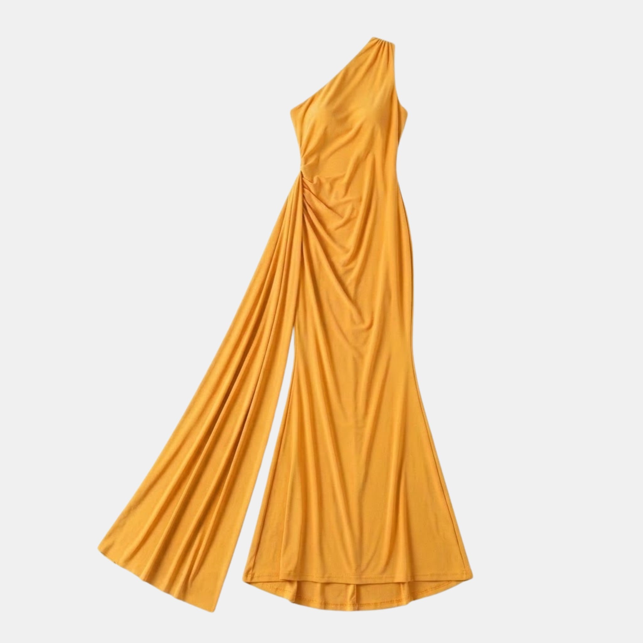 Women’s One Shoulder Backless Maxi Dress – Ruffle Detail Design
