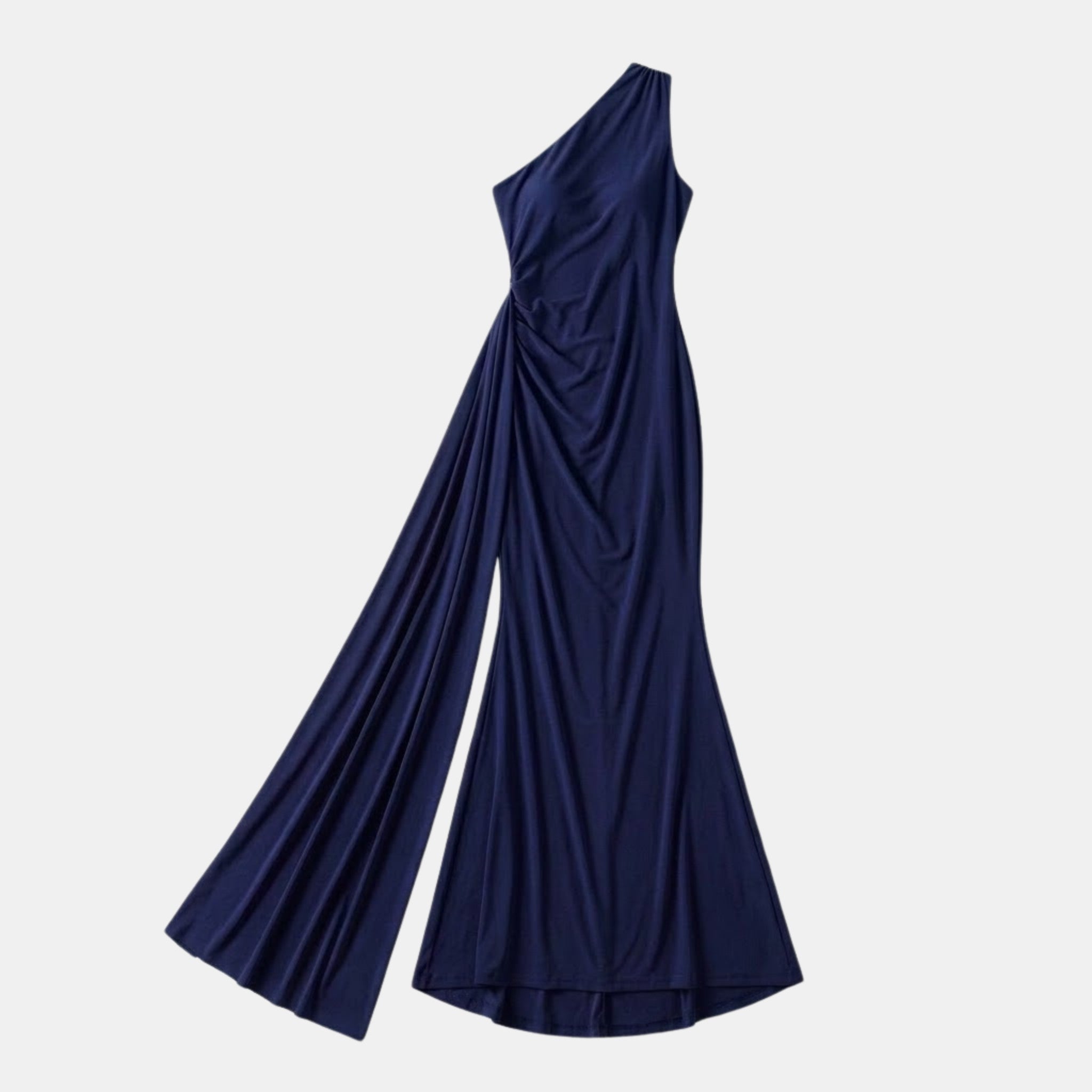 Women’s One Shoulder Backless Maxi Dress – Ruffle Detail Design