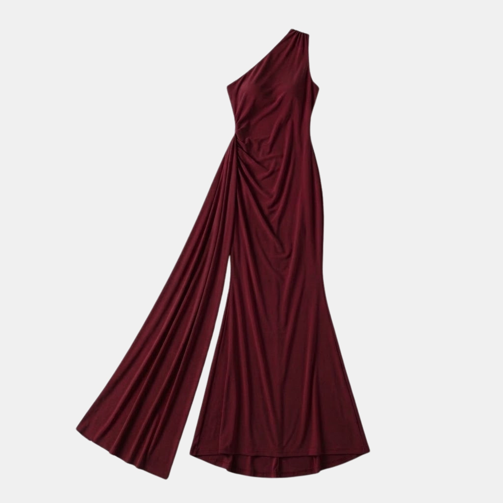 Women’s One Shoulder Backless Maxi Dress – Ruffle Detail Design