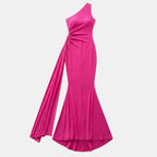Women’s One Shoulder Backless Maxi Dress – Ruffle Detail Design