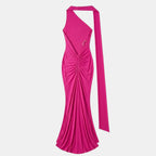 Women’s One Shoulder Backless Maxi Dress – Ruffle Detail Design
