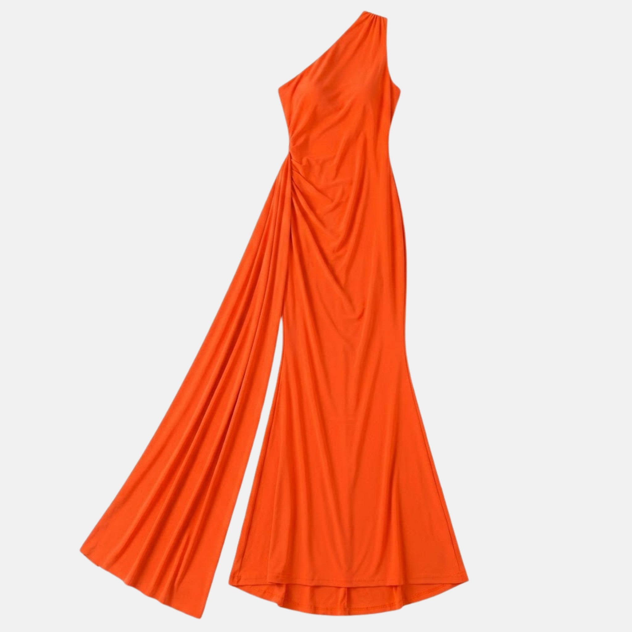 Women’s One Shoulder Backless Maxi Dress – Ruffle Detail Design