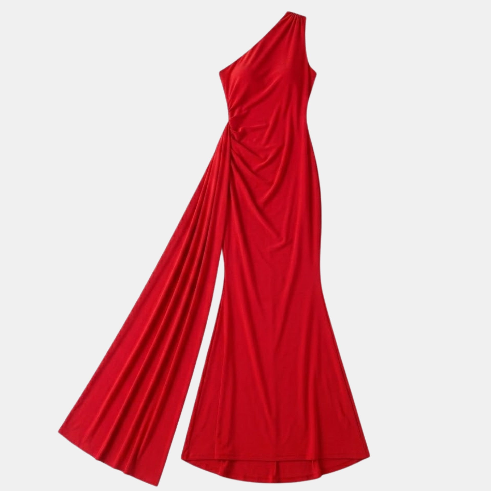 Women’s One Shoulder Backless Maxi Dress – Ruffle Detail Design