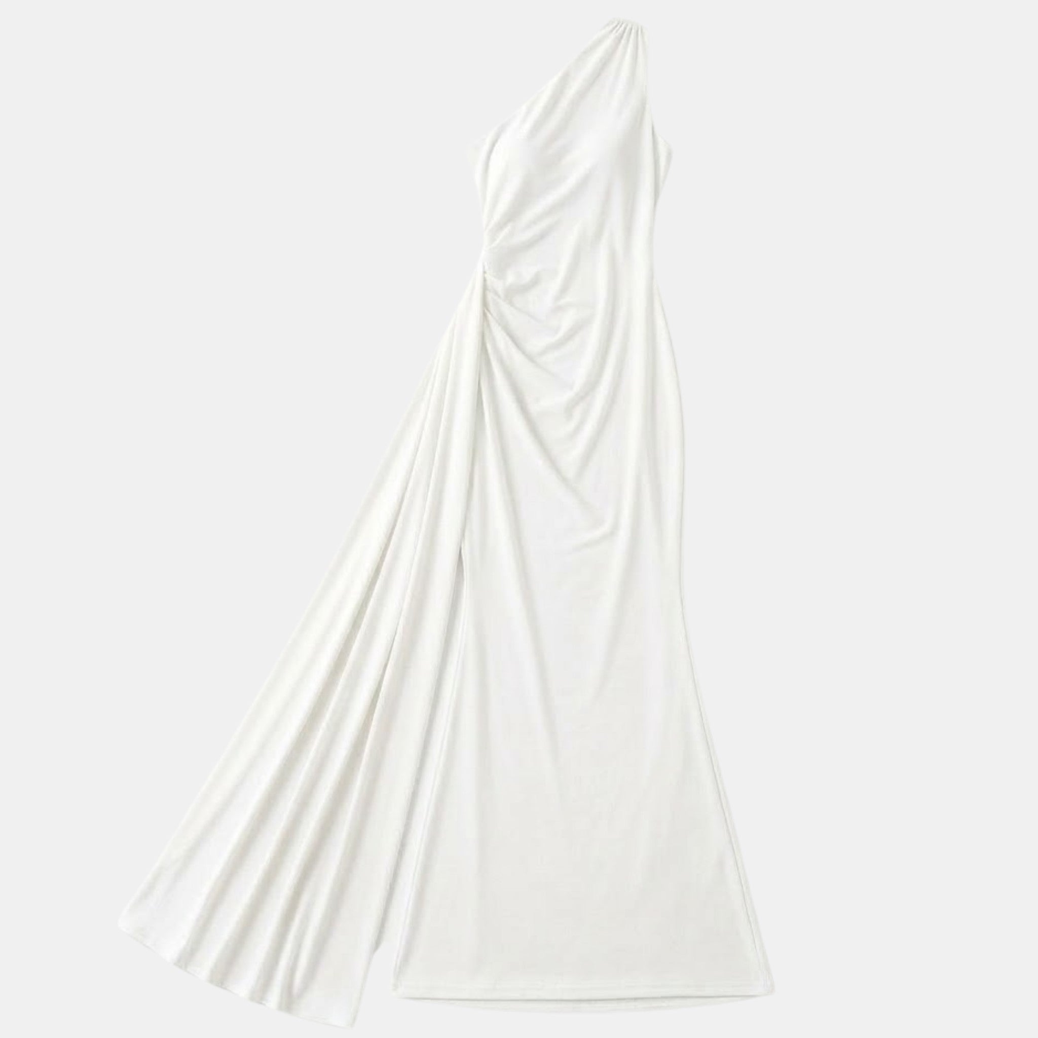 Women’s One Shoulder Backless Maxi Dress – Ruffle Detail Design