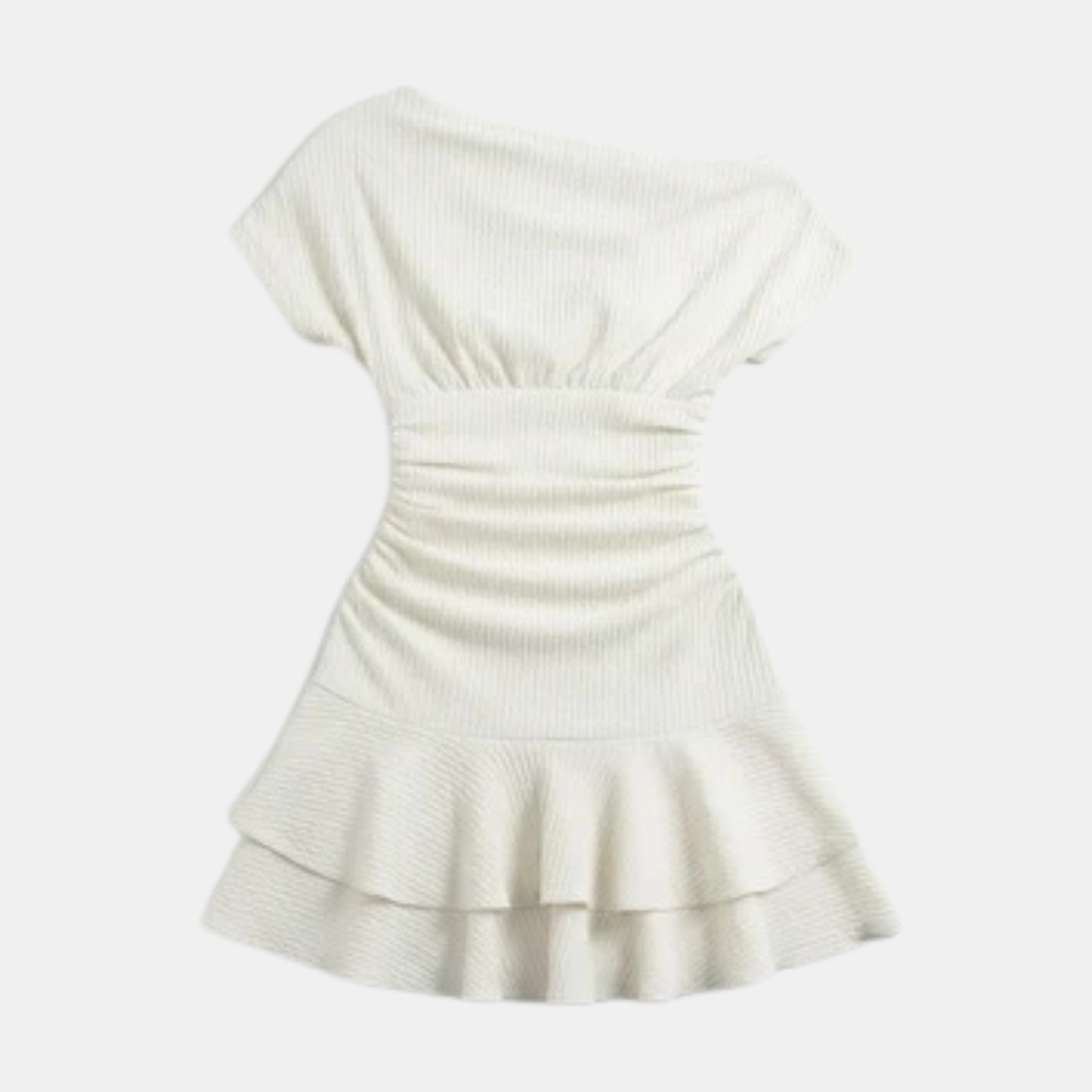 Women’s One Shoulder Ruched Mini Dress – Ruffle Hem Bodycon Design