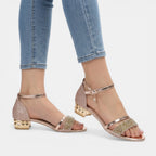 Women’s Open Toe Sandals – Ankle Strap Block Heel