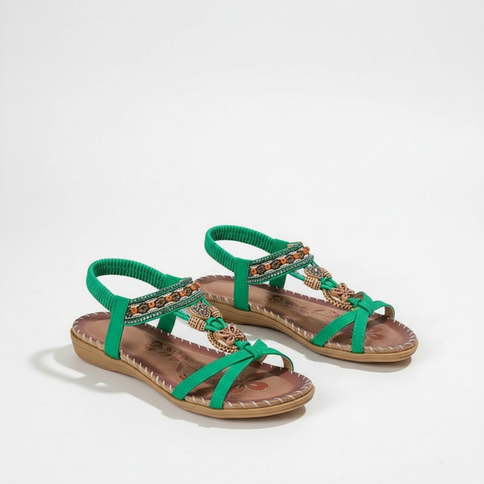 Women’s Open Toe Sandals – Decorative Strap Flat Design