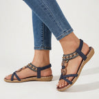 Women’s Open Toe Sandals – Decorative Strap Flat Design