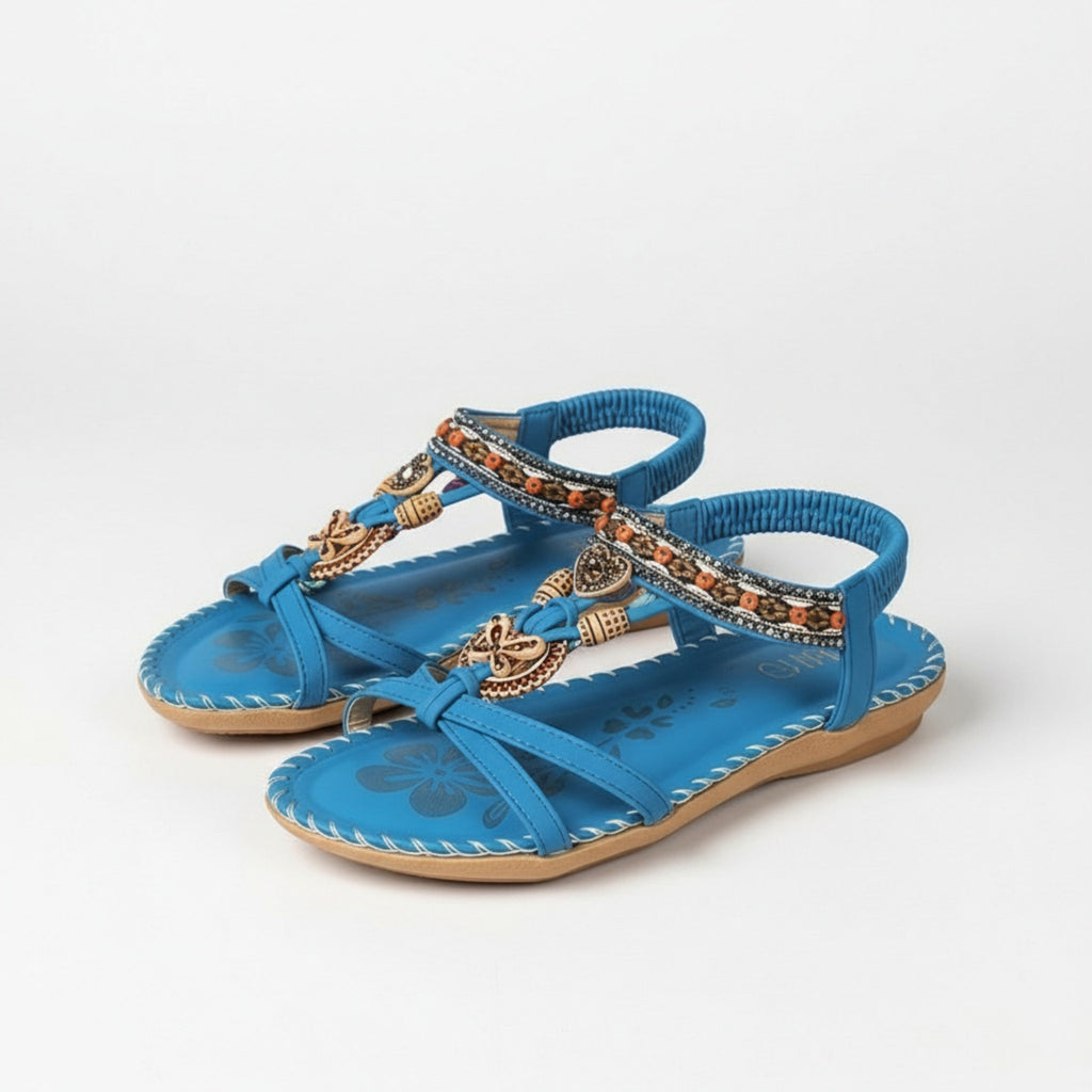Women’s Open Toe Sandals – Decorative Strap Flat Design