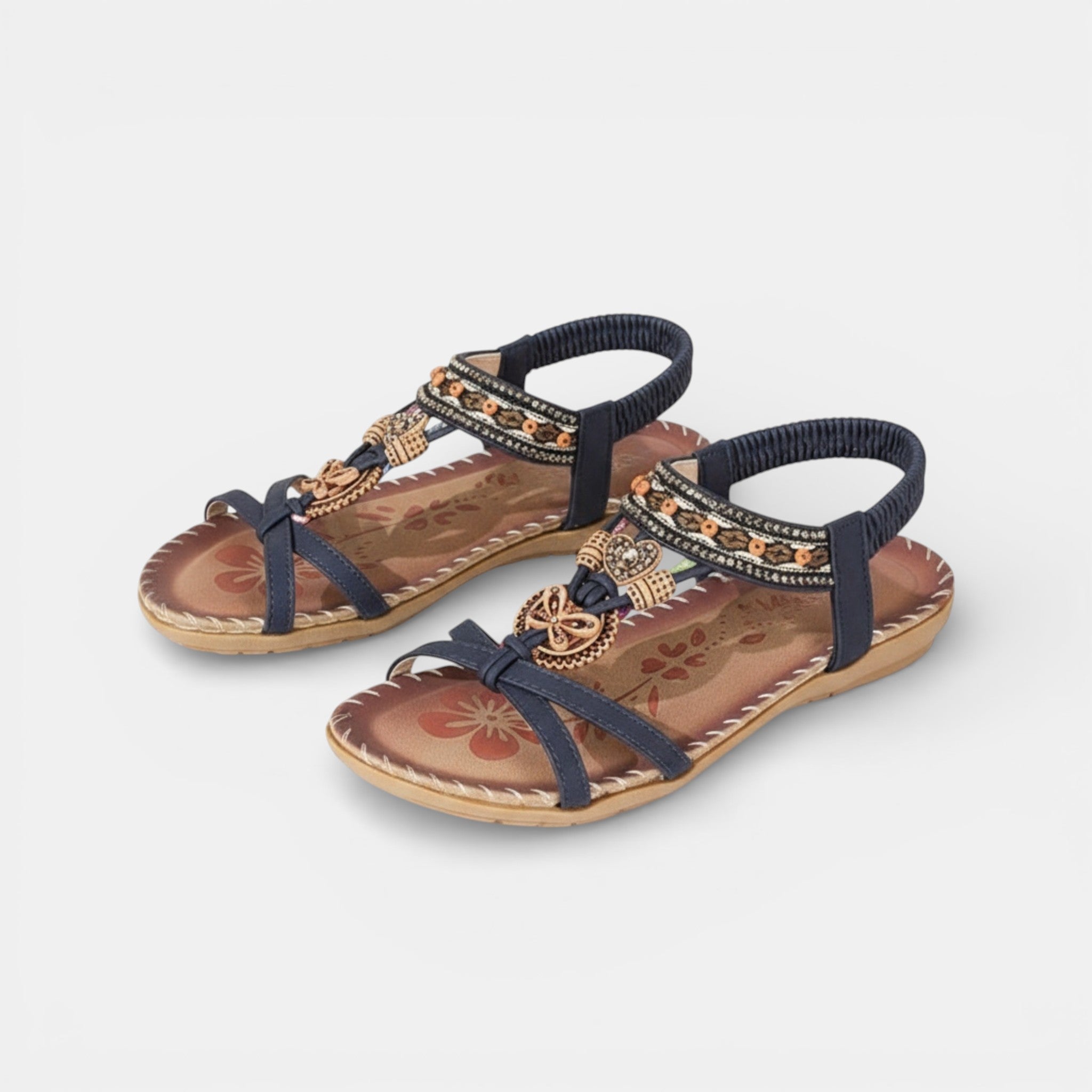 Women’s Open Toe Sandals – Decorative Strap Flat Design
