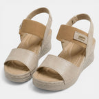 Women’s Open Toe Wedge Sandals – Double Strap Orthopedic Design