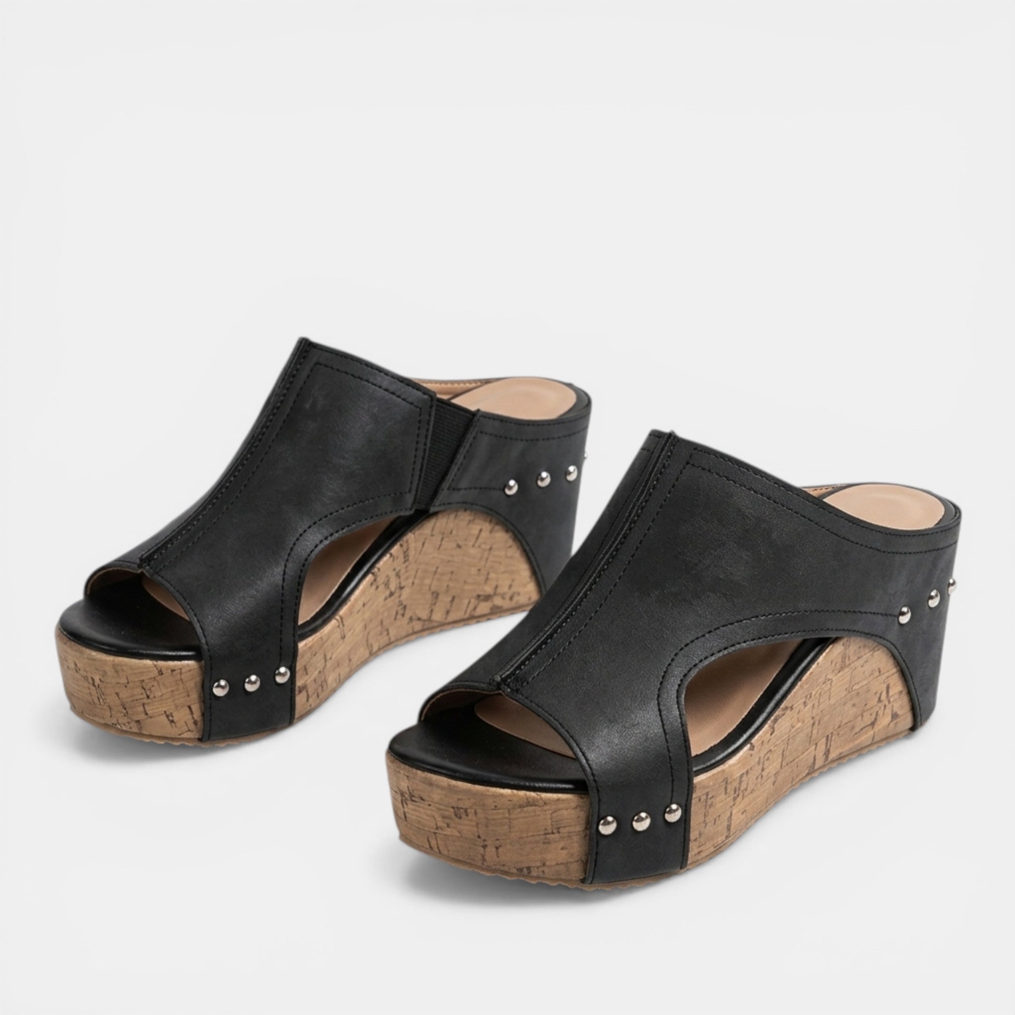 Women’s Open Toe Wedge Sandals – Slip-On Platform Design