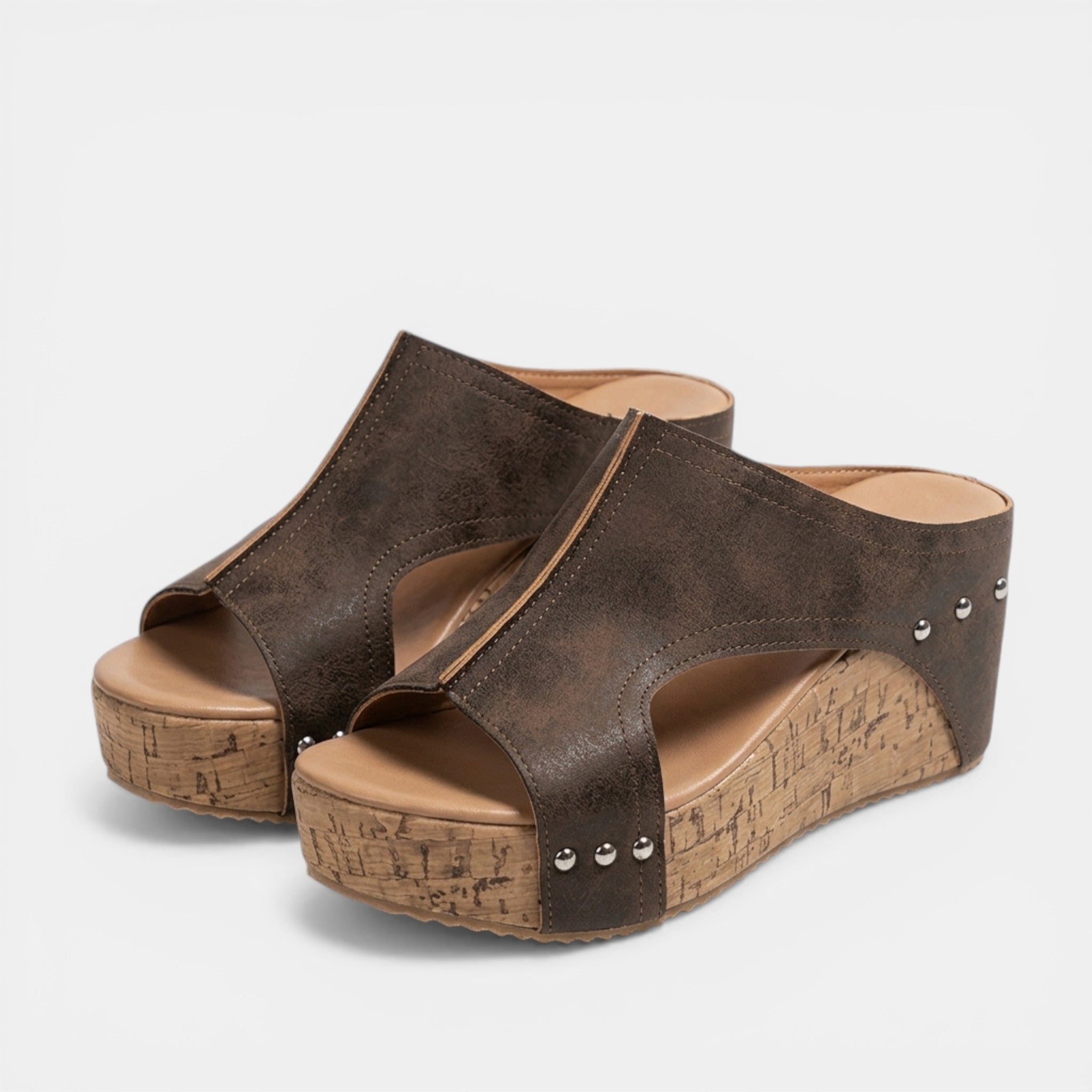 Women’s Open Toe Wedge Sandals – Slip-On Platform Design