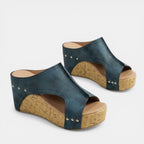 Women’s Open Toe Wedge Sandals – Slip-On Platform Design