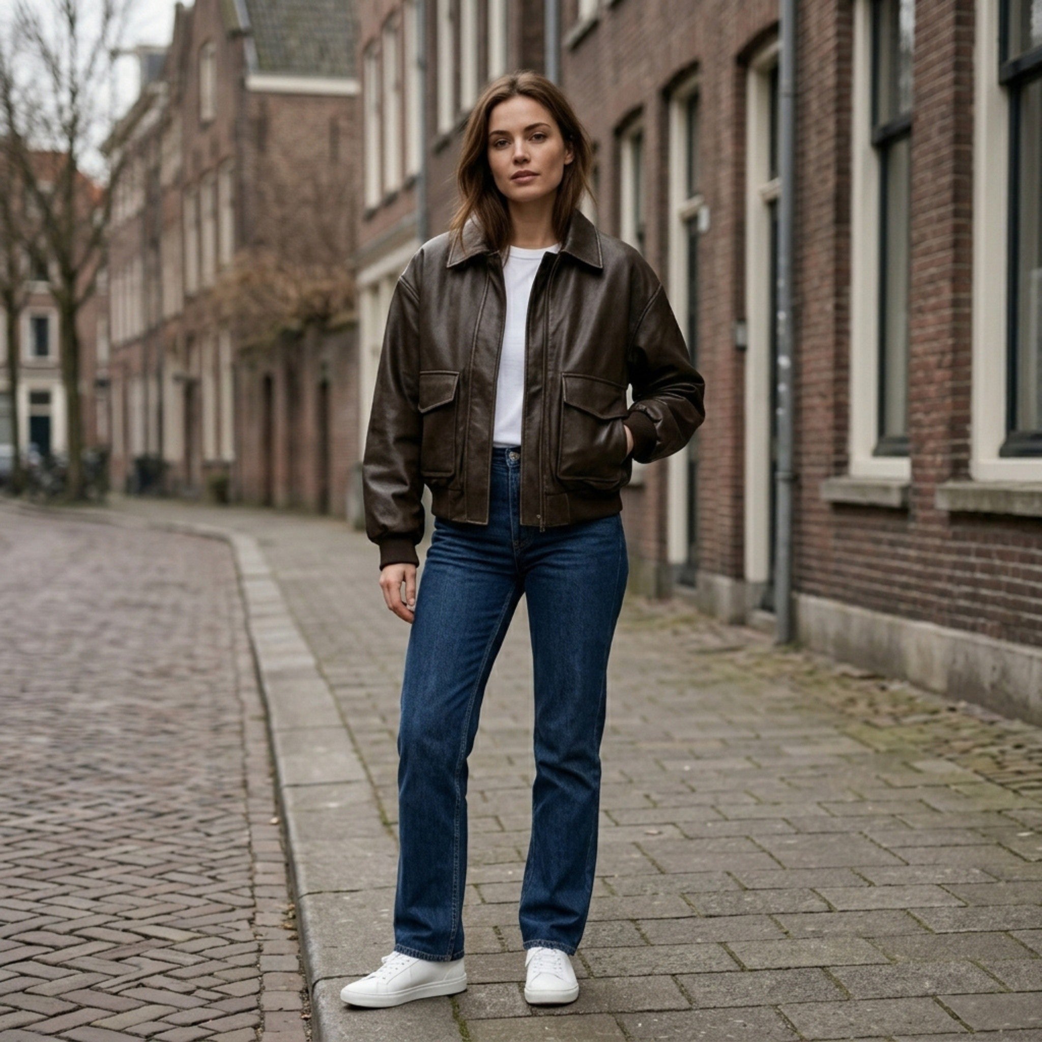Women’s Oversized Zip-Up Jacket – Ribbed Hem Detail