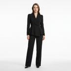 Women’s Peplum Two Piece Set – Wrap Blazer and Wide Leg Trousers
