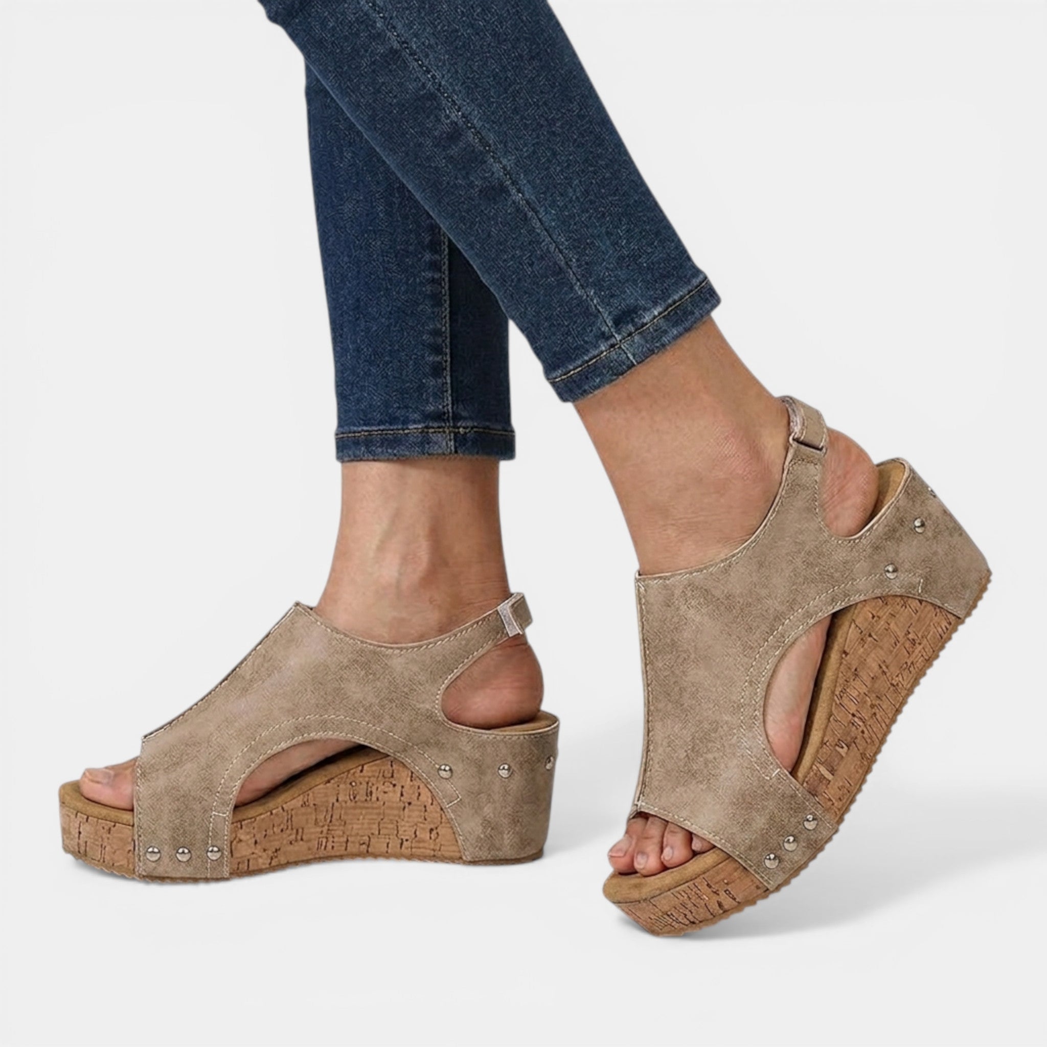 Women’s Platform Sandals – Open Toe Hook and Loop Design