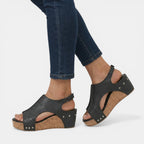 Women’s Platform Sandals – Open Toe Hook and Loop Design