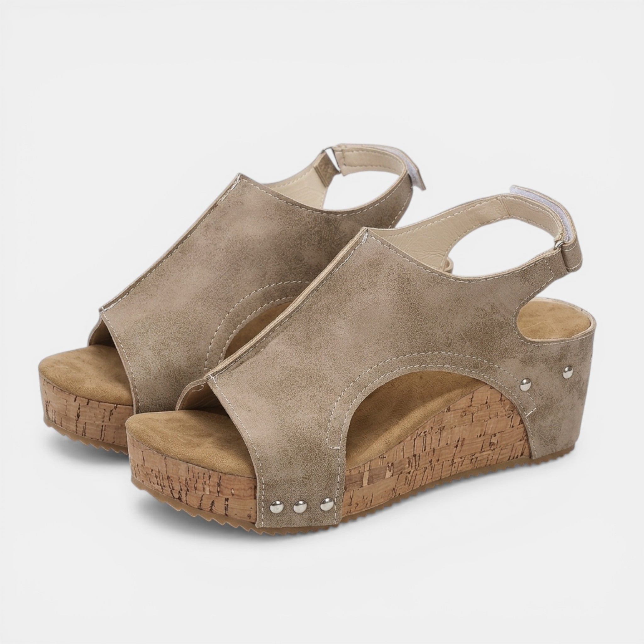 Women’s Platform Sandals – Open Toe Hook and Loop Design