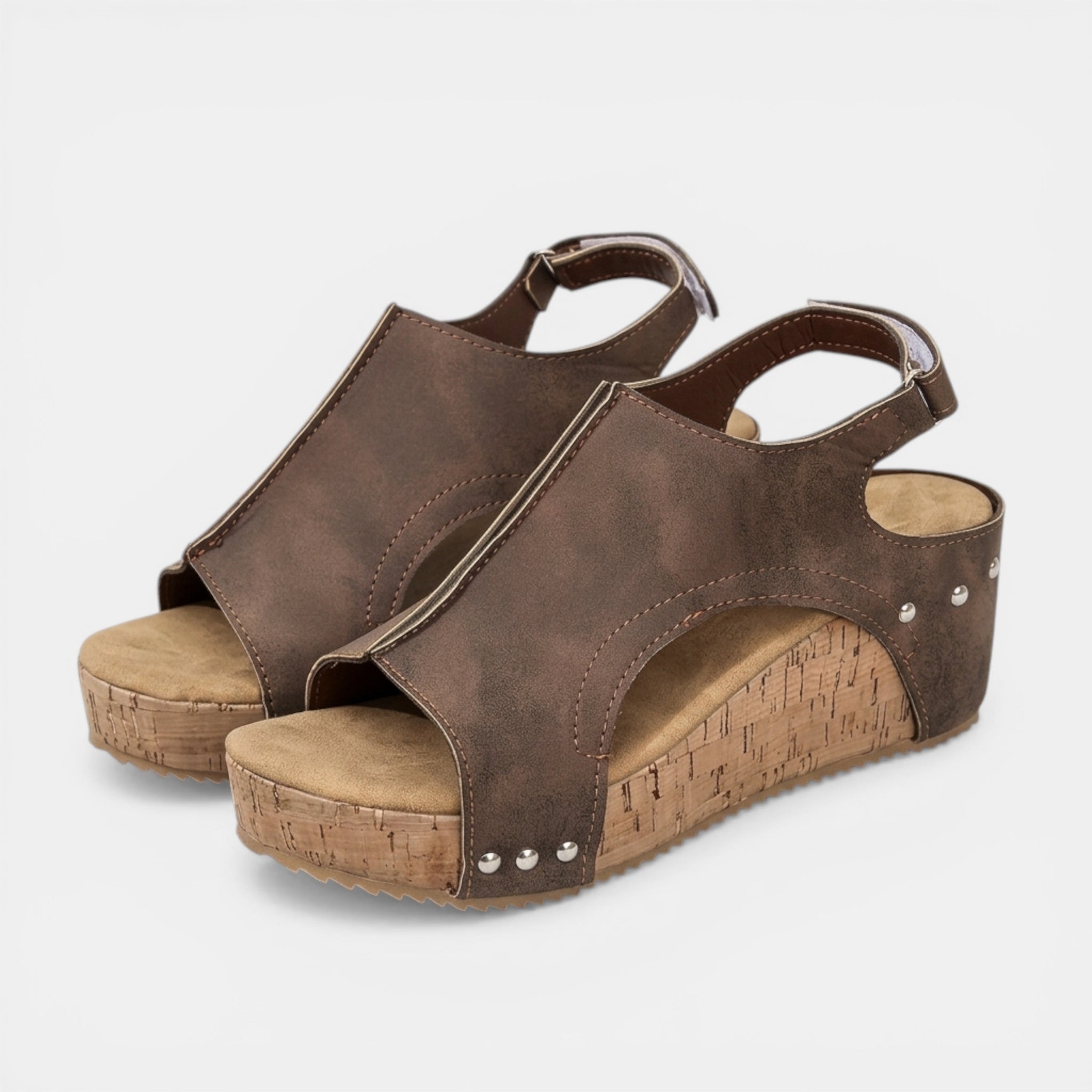 Women’s Platform Sandals – Open Toe Hook and Loop Design