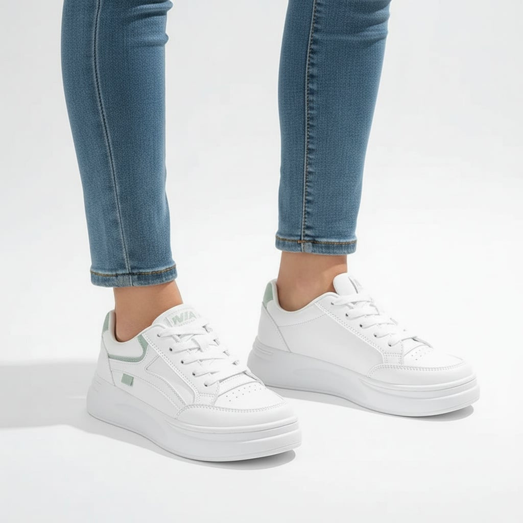 Women’s Platform Sneakers – Lace-Up Low Top Design