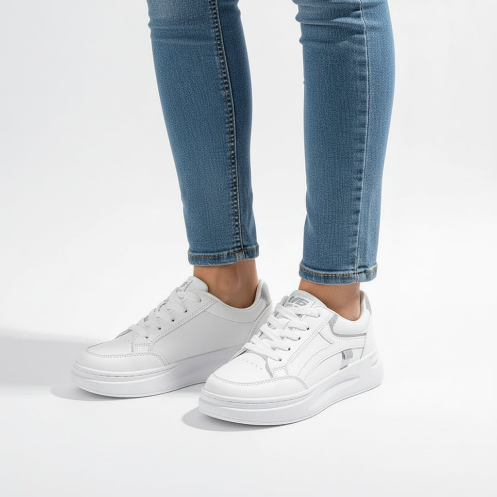 Women’s Platform Sneakers – Lace-Up Low Top Design