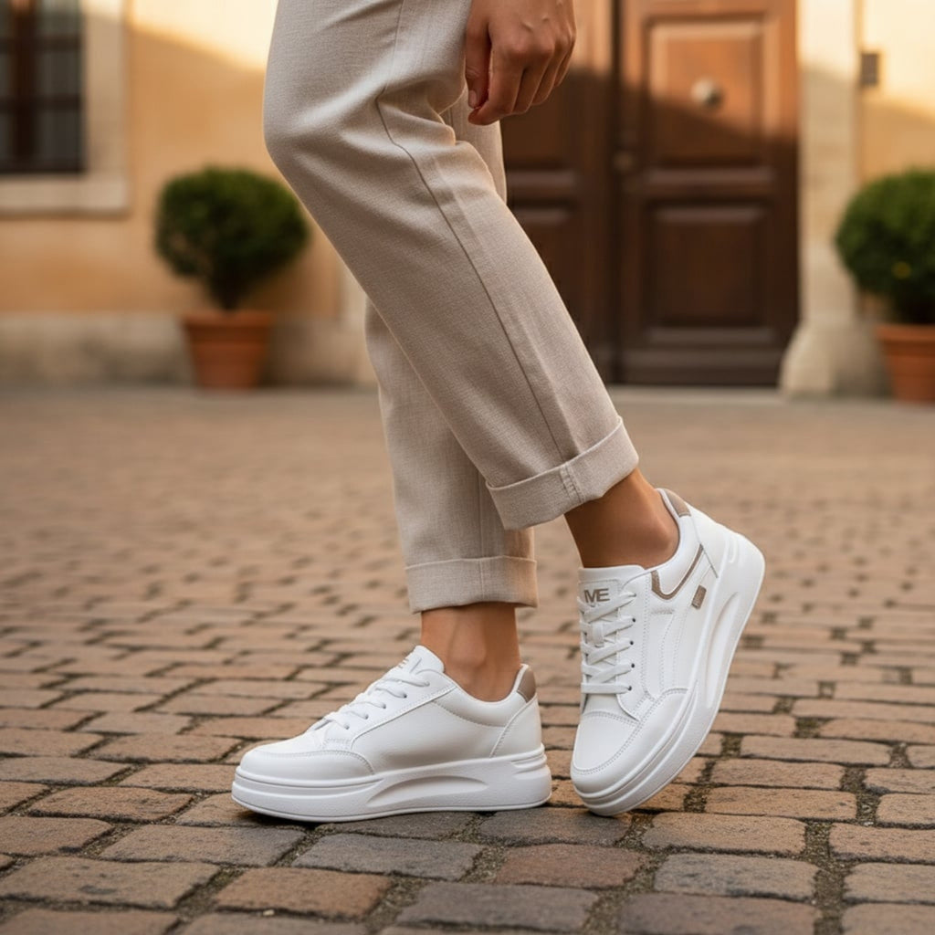 Women’s Platform Sneakers – Lace-Up Low Top Design