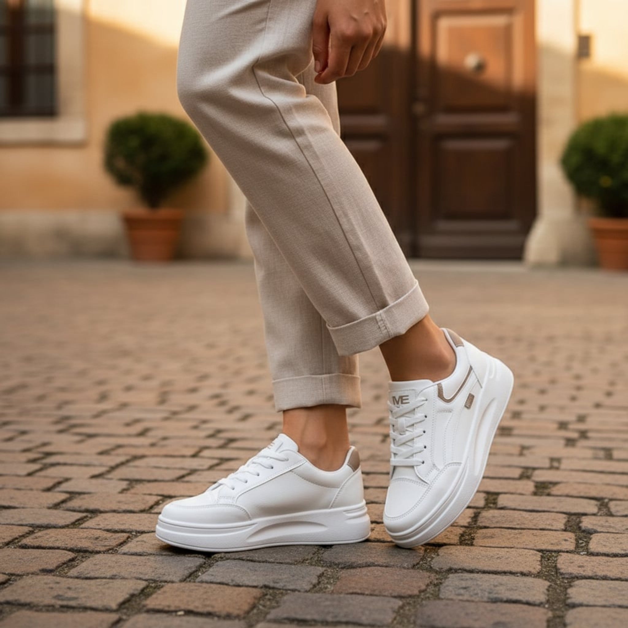 Women’s Platform Sneakers – Lace-Up Low Top Design
