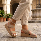 Women’s Platform Wedge Sandals – Open Toe Strap Design