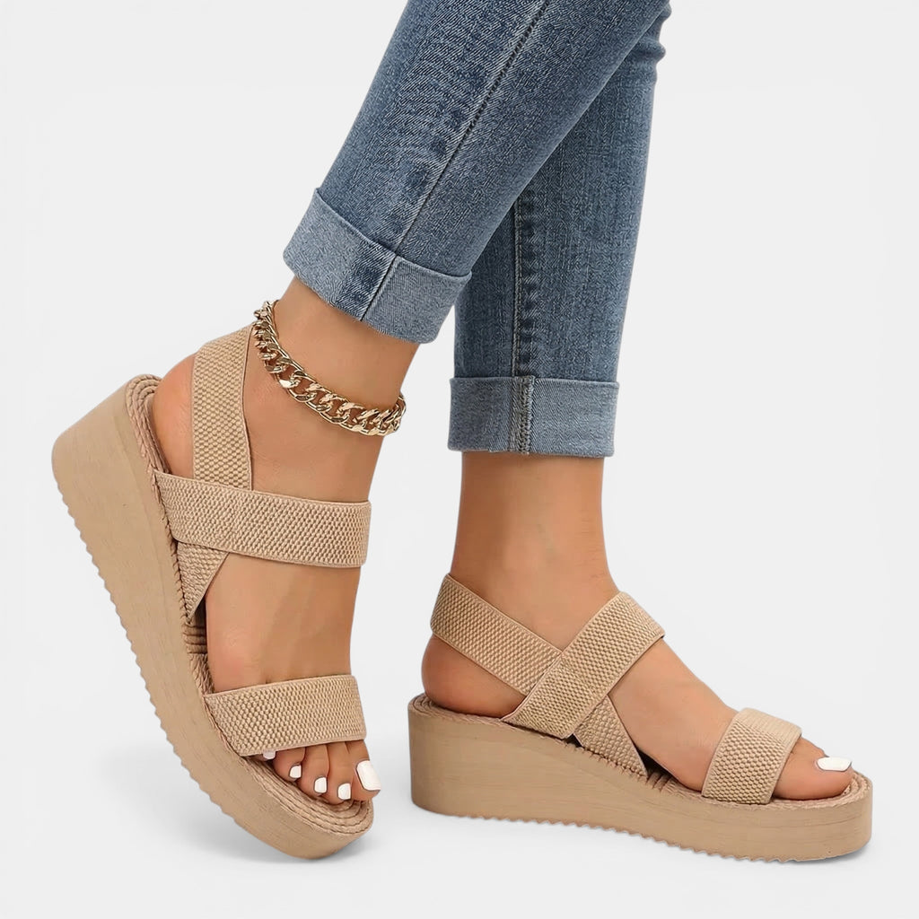 Women’s Platform Wedge Sandals – Open Toe Strap Design