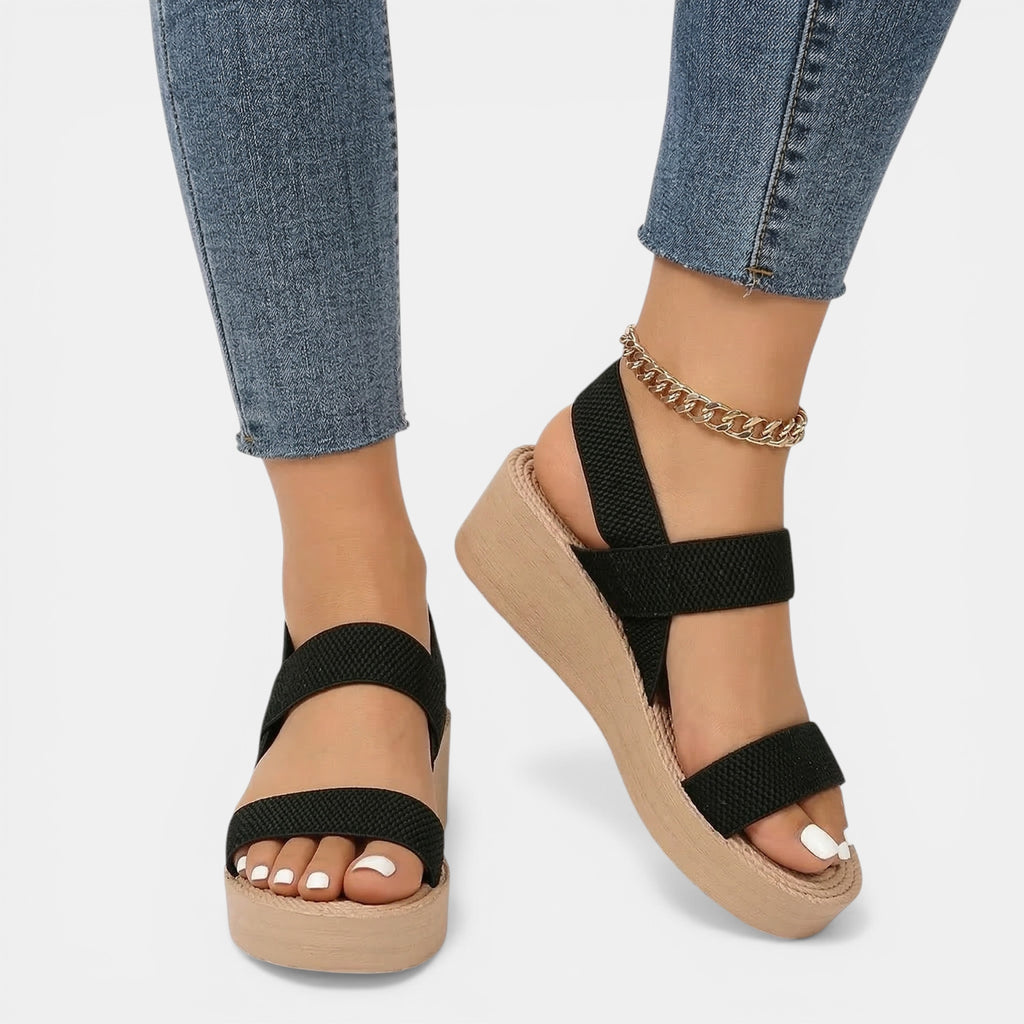 Women’s Platform Wedge Sandals – Open Toe Strap Design