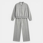Women’s Plus Size Two-Piece Set – Zip-Up Jacket and Straight Leg Pants