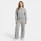 Women’s Plus Size Two-Piece Set – Zip-Up Jacket and Straight Leg Pants