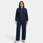 Women’s Plus Size Two-Piece Set – Zip-Up Jacket and Straight Leg Pants
