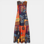 Women’s Printed A-Line Dress – Sleeveless V-Neck
