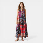 Women’s Printed A-Line Dress – Sleeveless V-Neck