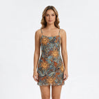 Women’s Printed Mini Sundress – Spaghetti Strap Design