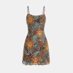 Women’s Printed Mini Sundress – Spaghetti Strap Design