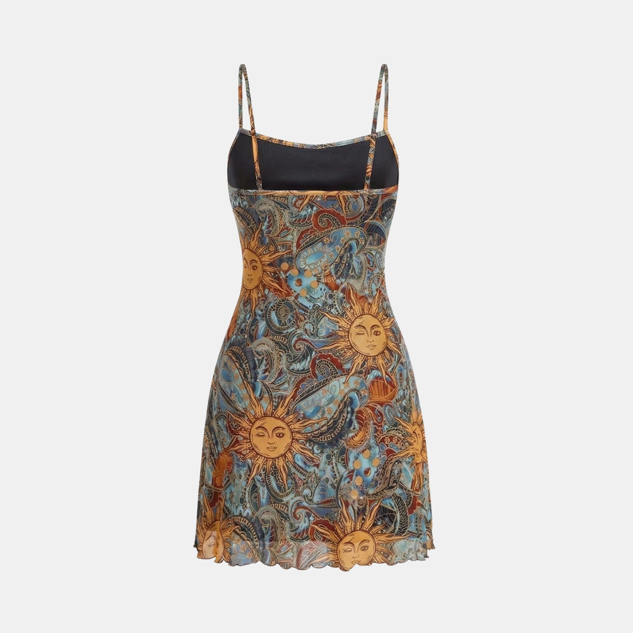 Women’s Printed Mini Sundress – Spaghetti Strap Design