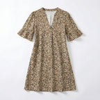 Women’s Printed Tunic Dress – V Neck Loose Fit