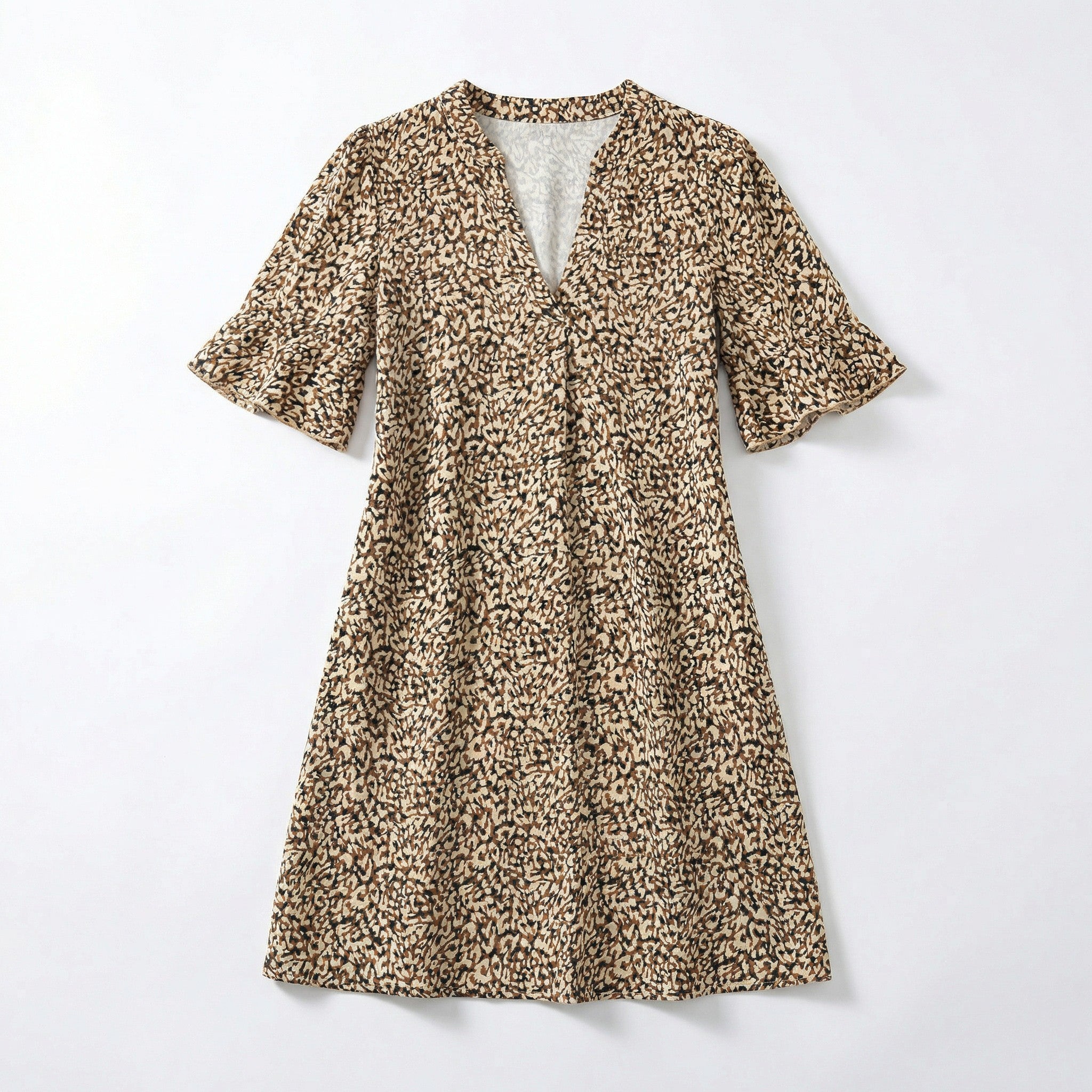Women’s Printed Tunic Dress – V Neck Loose Fit