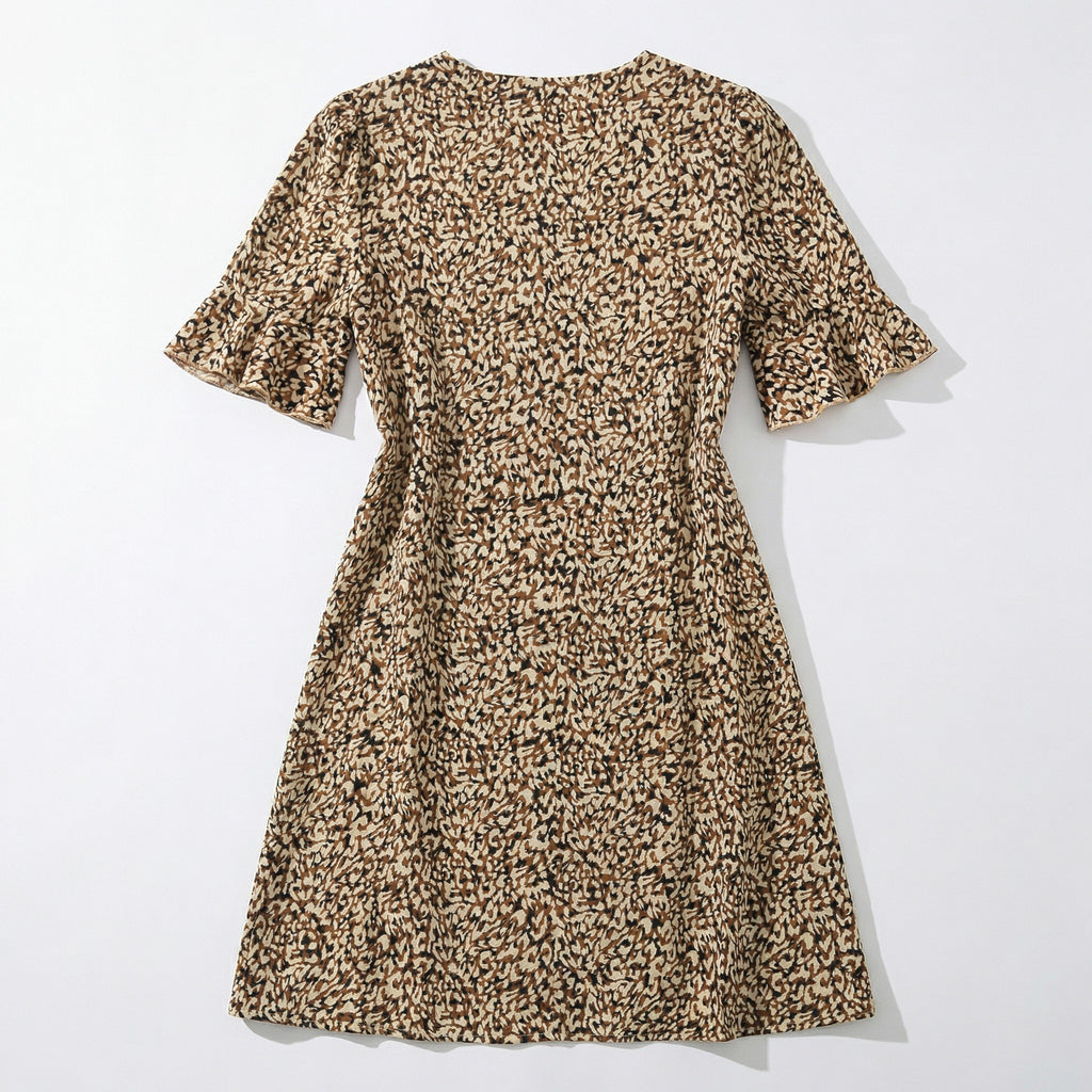 Women’s Printed Tunic Dress – V Neck Loose Fit