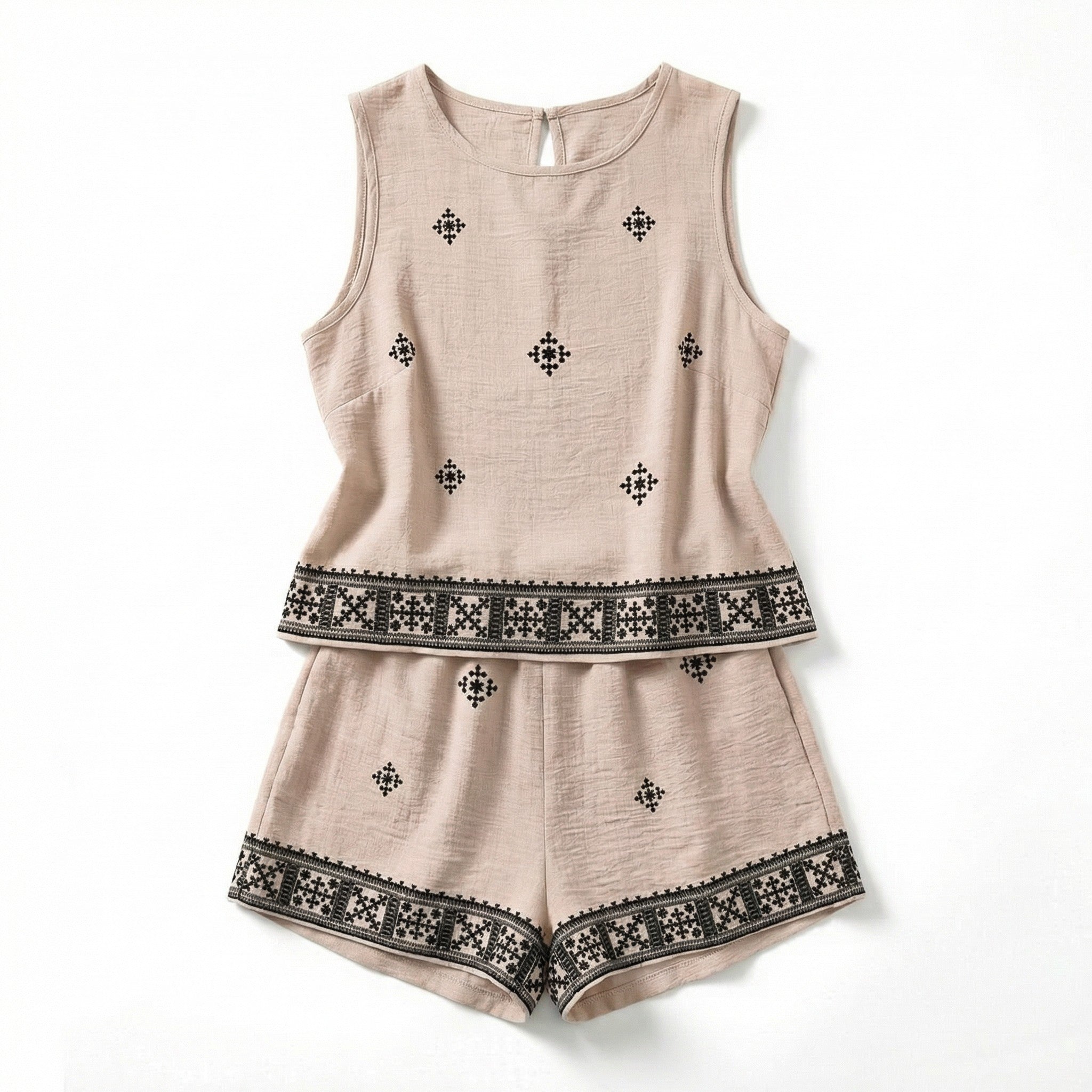 Women’s Printed Two Piece Set – Sleeveless Top and Shorts